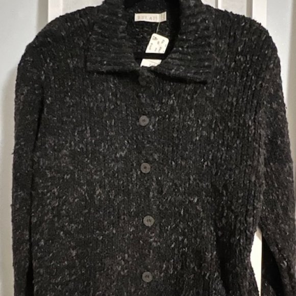 NWT Women's Relais  Vintage 90s Tweed Knit Cardigan Black/Blue/Tan One Size - Picture 2 of 7